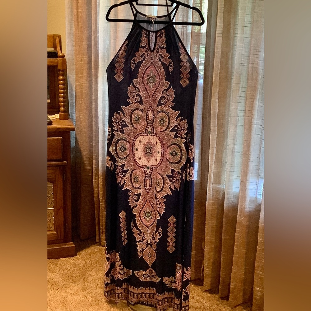 Anself long maxi Dress lounger boho hippie beach halter fits small to Medium